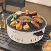 Utomhus rökfri rund grill liten spis kol bärbar koreansk stil camping grill bordsskiva 240223