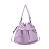 Kvällspåsar Casual Nylon Bucket Crossbody Bag Ladies Drawstring Multi Pocket Shoulder Korean Women Shopping Portable Purple Phone Purse