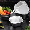 Dinnerware Sets Square Basin Stainless Mixing Bowls Metal Steel Trays Thicken Buffet Server Dish Household Vegetable Washing