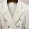 최고 품질의 새로운 패션 2024 디자이너 재킷 여자 클래식 더블 가슴 메탈 라이온 버튼 블레이저 외부 크기 S-5XL