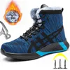 Botas de segurança trabalho masculino de inverno sapatos indestrutíveis de aço de dedão anti-smash