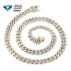 2ROWS 15 mm brede Cubaanse ketting en handgemaakte armband insert VVS Moissanite Sterling Silver Cuban Link Chain