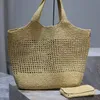 10A maxi icare in rafia shopping bag da donna tote bag borsa di design di lusso borsa da spiaggia in paglia di rafia borsa a rete in tessuto cavo borsa da vacanza borsa di grande capacità