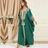 BNSQ Abaya musulmano per le donne Abiti lunghi Dubai Colletto a V con ciondolo maniche a pipistrello Turchia Gilet caftano africano 240229