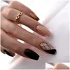 False Nails 24Pcs Press On Short Medium Square Fake Fl Er Stick French For Women Girls Drop Delivery Health Beauty Nail Art Salon Dhbqz