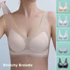 Bras Bralette Comfortable Ice Silk For Women Ultra Thin Push Up Beauty Back Deep V Underwear All-day Wear Leisure