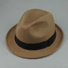 Chapeau Fedora en laine orange élégant pour femmes automne Vintage Trilby casquettes à large bord Jazz église Panama hommes feutre melon chapeaux Yy18111 Y190282d