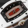 Tidlös se Elegance Watch RM Watch RM07-01 Red Lip White Ceramic Side Rose Gold Plate Face Full T Diamond