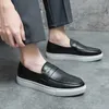 New Trend Men's Black Brown Patent Leather Casual Shoes Male Walking Loafers Sneakers Tenis Masculino Zapatos Hombre