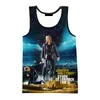 Débardeurs pour hommes Summer Johnny Hallyday 3D Gilet imprimé Hommes Hip Hop Mode Casual Sans manches Harajuku Streetwear Chemise