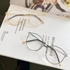 Solglasögon ramar mode runda glasögon vintage klassisk metall platt spegel optiska glasögon ram unisex vision care glasögon kant