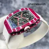 Женские часы Спортивные часы RM Watch Rm67-02 Автоматические механические часы Muller Rm6702 Qatar Ntpt Carbon Fiber полый циферблат