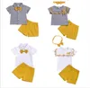 Summer Family Matching Clothes Brothersister 2st Clothing Set Baby Boys Girls Shirt Bluusepantshair Band Formal Suit 2103226035366