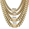 618mm Wide Stainless Steel Cuban Miami Chains Necklaces CZ Zircon Box Lock Big Heavy Gold Chain HipHop jewelry5264375