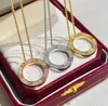 Joyería de diseño Collar de amor de oro y diamantes Colgante circular Clásico de lujo para mujer Cadena larga Titanio Plata Oro Pated con caja