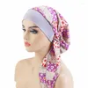 Ropa étnica Mujeres Impreso Pre-Tie Headscarf Elástico Musulmán Femenino Turbante Cáncer Chemo Sombrero Pérdida de cabello Cubierta Head Wrap Headwear Stretch