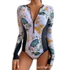 2024 New Surfing Suit Sunscreen Swimsuit Printed European and American Amazon One Piece Swimsuit Women's One Piece Swimsuit Women's