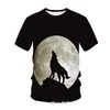 Men's T-shirts 3d Mens T-shirt Animal Wolf Cool Round Neck Short Sleeve