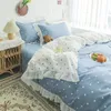 Bettwäsche-Sets Koreanische Version von Baumwolle Stickerei Spitze Vierteiliges Set Prinzessin Stil Reine Bettbezug Bettlaken und Bettlaken