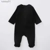 Footies Nouveau-né bébé vêtements enfants velours barboteuses noir foot velours vêtements bébé manches longues barboteuse pour garçon et fille porter 0-24 mois YQ240306