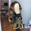 Парики на шнурке Ombre Highlight Wig Коричневый Медовый Блондин Цветные волнистые Hd Цельные парики из натуральных волос на фронтальной части шнурка Прямой Fl 360 Фронтальный Remy Drop D Dhznx