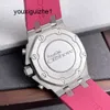 Relógio AP Cronógrafo Empresarial Royal Oak Offshore Série 26231ST Precisão Aço Mostrador Rosa Original Diamante Incrustado Moda Feminina Lazer Negócios Máquinas Esportivas