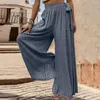 Women's Pants Spring Summer Trousers Stylish Lace-up High Waist Wide Leg Culottes For Women A-line Printed Ankle Length With Crotch