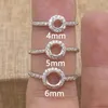 Cluster Rings 4mm-6mm Semi Mount Ring Adjustable Sterling Silver Empty Blank S925 Setting Base Holder Without Main Stone For DIY Inlay