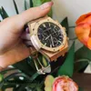 Последние лучшие наручные часы AP Наручные часы Royal Oak Series 26240или розовое золото с черным поясом Мужская мода Досуг Бизнес Спорт Назад Прозрачные механические часы