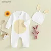 Footies Newborn Easter Outfit Girl Boy Long Sleeve Romper Footie Bodysuit Bunny Hat Baby Easter Clothes YQ240306