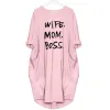 Dress Fashion TShirt Dress For Women ONeck Cotton Pocket Letters Print Top Punk Large Size S 5XL Pajamas For Women 2021 Autumn Dress