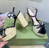 Sandali da donna in pizzo decorativo cinturino alla caviglia in fenantrene intrecciato designer classico 12 cm tacco alto scarpe da cena con plateau spesso 35-41 con scatola