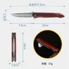 Outdoor Damascus Red Sandalwood Folding Sharp Fruit Multi Functional Pen Knife 789914