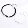 Charm Bracelets Wave Black Silver Romantic Metal Ring Lover Couple Bracelet Jewelry Valentine's Day Present