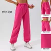 Lu Align Leggings Yoga Waist Outfit Tied Loose Sports Outdoor Dance for Women Versatile Casual Jagger Pants Jogger Gry Lu-08 2024