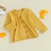 ジャケット幼児の女の子の男の子編みカーディガンVネックニットセーターコートかわいい秋の冬のジャケット暖かい服