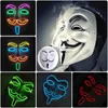 Designer Masks Luminous Light Up V For Vendetta Mask Cosplay Guy Fawkes Hacker EL Wire Glowing Mask For Halloween Carnival Masquerade