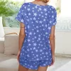 Sets Mode 2 stücke Set Nachtwäsche Frauen Sterne Drucken Kurzarm Pyjama Set Nacht Lounge Top Shorts Nachtwäsche Pijama Mujer verano