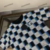 Xinxinbuy Men Designer Tee Tシャツ2024チェスボードグラジエント印刷短袖コットングレーブラックグリーンXS-L