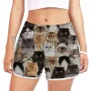 Shorts Je krijgt veel Ragdoll Cats Damesshorts 3D all-over bedrukte shorts Sneldrogende strandshorts Zomerstrandzwembroeken