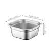 Dinnerware Sets Veggie Tray Square Basin Buffet Holder Stainless Steel Canteen Deep Metal Vegetable Washing Flat Bottom Mixing Bowls