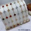 V bracelet Fanjia s925 argent pur double face agate rouge rose fritillaire pierre oeil de tigre trèfle porte-bonheur laser cinq fleurs bracelet femme