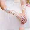 Rękawiczki ślubne Sprzedaż Kości słoniowej lub białej koronki Eleganckie bez palców Eleganckie przyjęcie weselne