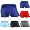 Underpants homens legal underpant u convexo design roupa interior malha sexy boxer troncos respirável ultra fino gelo seda designer 2024