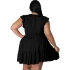 Vestidos elegantes sólidos oclor plus size vestidos femininos moda plissado manga plissado mini vestido roupas de verão atacado dropshipping