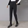 Pantalones de mujer Otoño Invierno Traje de lana Mujeres Moda coreana Pantalones rectos holgados de gran tamaño Cintura alta Mezcla de lana Longitud del tobillo