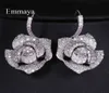 Emmaya attrayant grande fleur apparence argent plaqué r boucle d'oreille zircone pour les femmes et les dames dans l'ornement de dîner 2106183615823