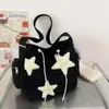 Sacs de soirée Femmes Kawaii Star Modèle Corduroy Sac à bandoulière Casual Fourre-tout Lady Simple Grande Capacité Épaule Fille Voyage École Bookbag