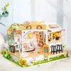 Architectuur/DIY-huis DIY-poppenhuiskit Houten poppenhuizen Miniatuurmeubelset Casa met stofkap Led-speelgoed voor kinderen Verjaardagscadeau