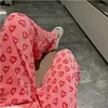 Damesbroek Textuur Geplooid Roze Liefde Wijde Pijpen Vrouwen Zomer Hoge Taille Rechte Buis Casual Dunne Baggy Koreaanse Stijl Y2k Broek